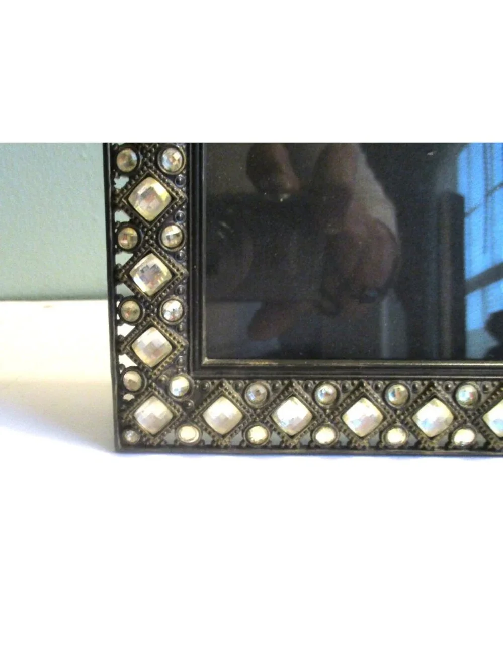 *Gemstone Accented Metal Tabletop Picture Frame